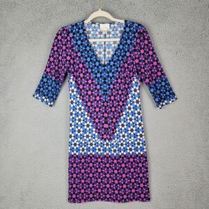 Pea in the Pod Donna Morgan Dress Women Sz 2  Maternity Floral Geometric Stretch